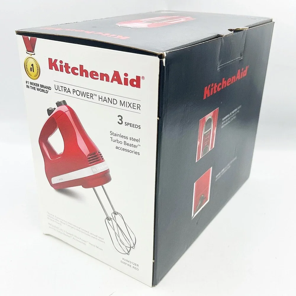 KitchenAid Hand Mixer Red 3‎ Speed Ultra Power KHM312ER no beaters